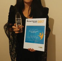 Tracy with her Michael Varnam Award: Click Here To View Larger Image